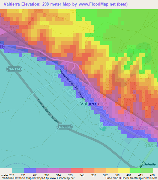 Valtierra,Spain Elevation Map