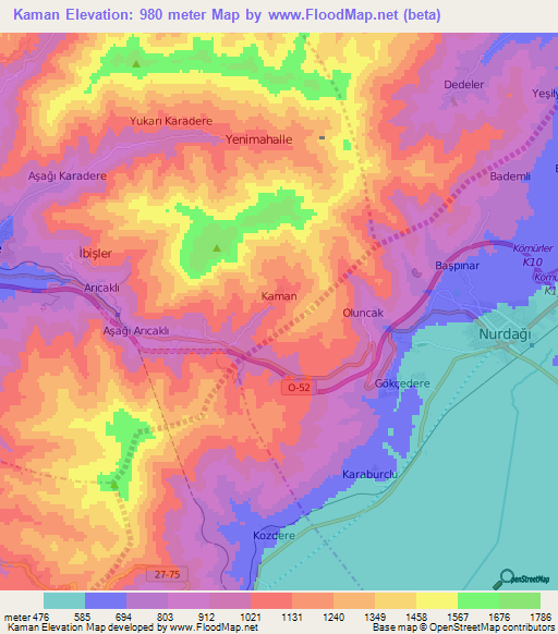 Kaman,Turkey Elevation Map