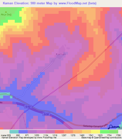 Kaman,Turkey Elevation Map