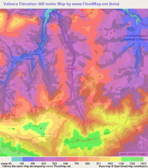 Valnera,Spain Elevation Map