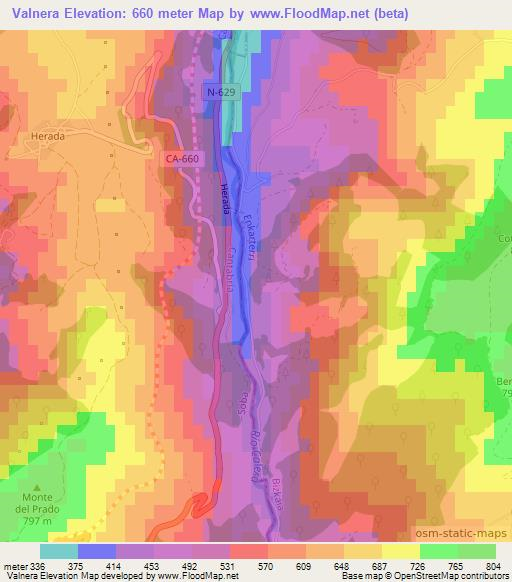 Valnera,Spain Elevation Map