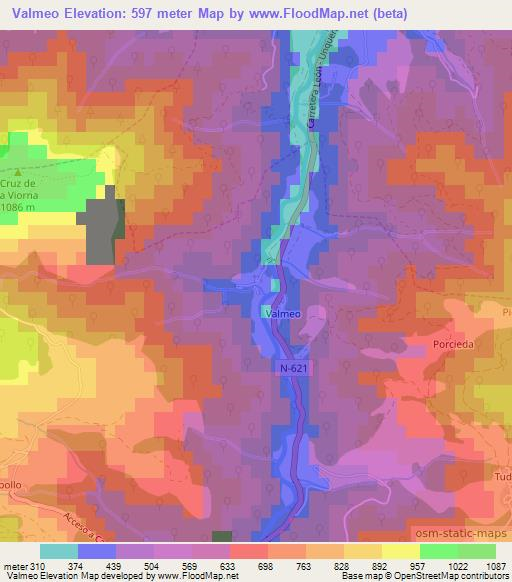 Valmeo,Spain Elevation Map