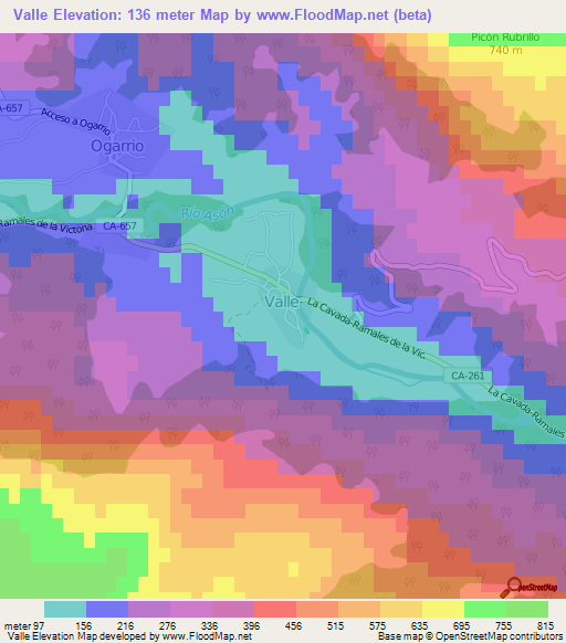 Valle,Spain Elevation Map