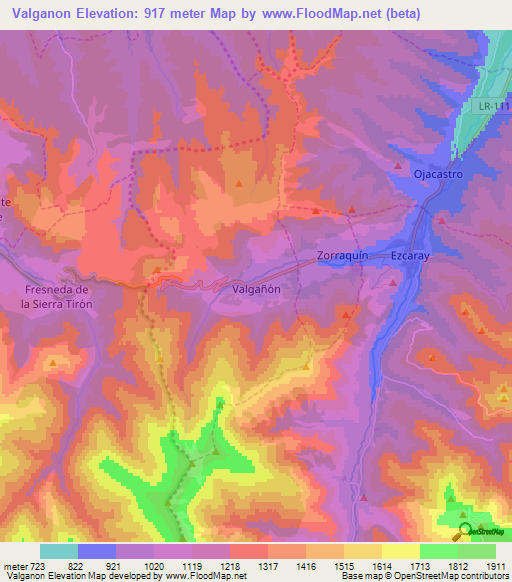 Valganon,Spain Elevation Map