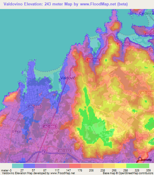 Valdovino,Spain Elevation Map