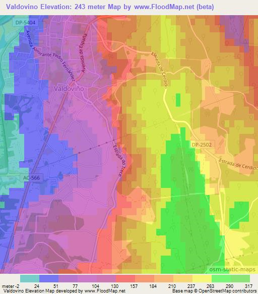 Valdovino,Spain Elevation Map