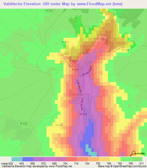 Valdilecha,Spain Elevation Map