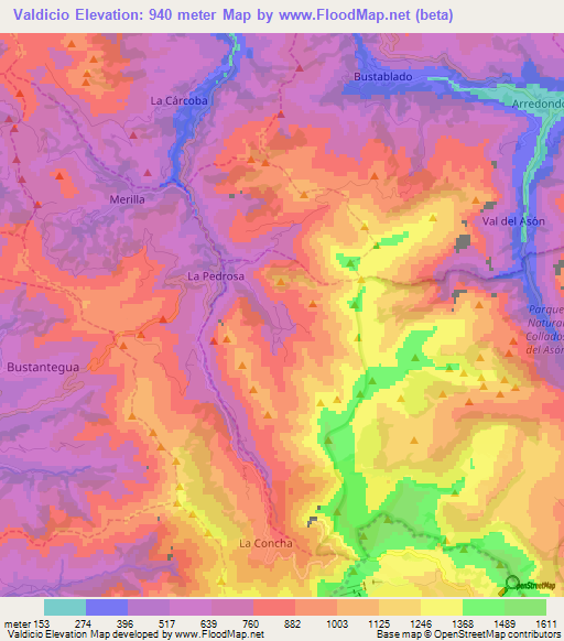 Valdicio,Spain Elevation Map