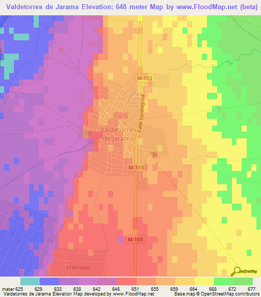 Valdetorres de Jarama,Spain Elevation Map