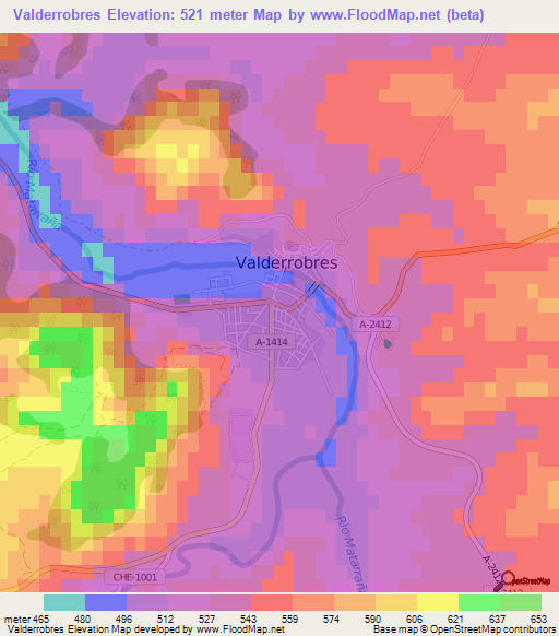 Valderrobres,Spain Elevation Map