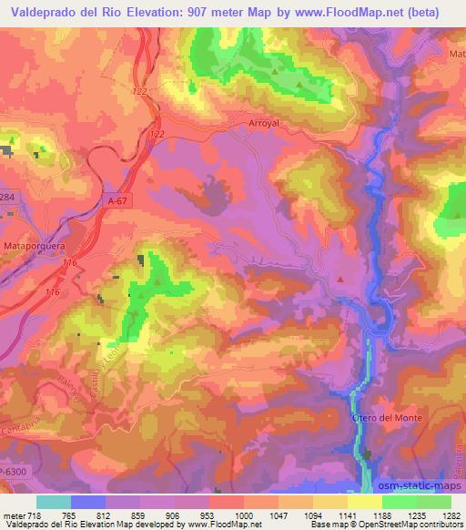 Valdeprado del Rio,Spain Elevation Map