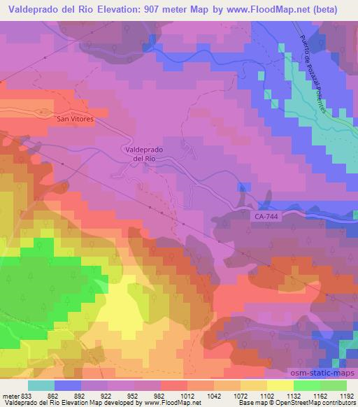 Valdeprado del Rio,Spain Elevation Map