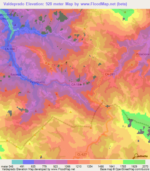 Valdeprado,Spain Elevation Map