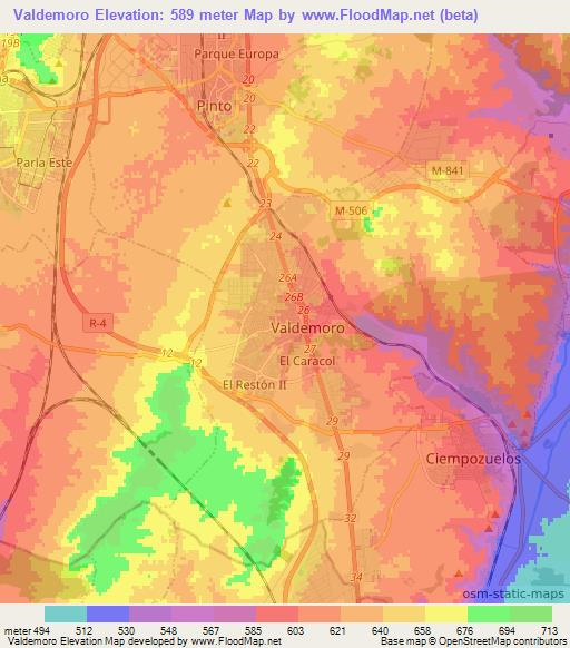 Valdemoro,Spain Elevation Map