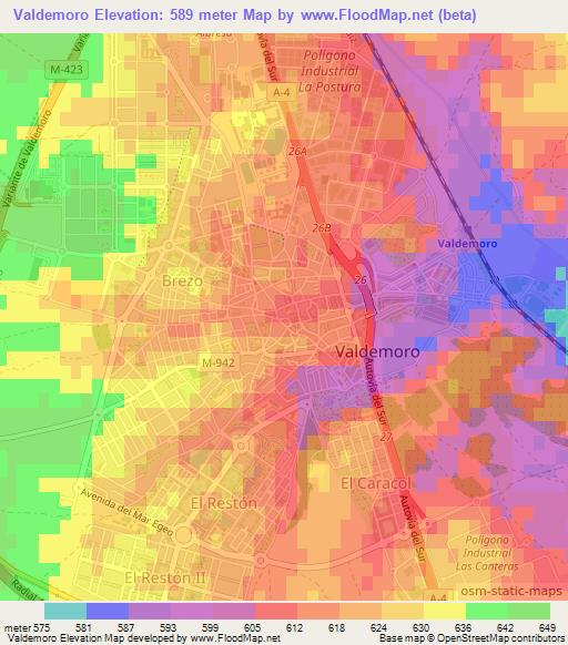 Valdemoro,Spain Elevation Map