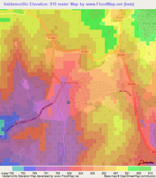 Valdemorillo,Spain Elevation Map