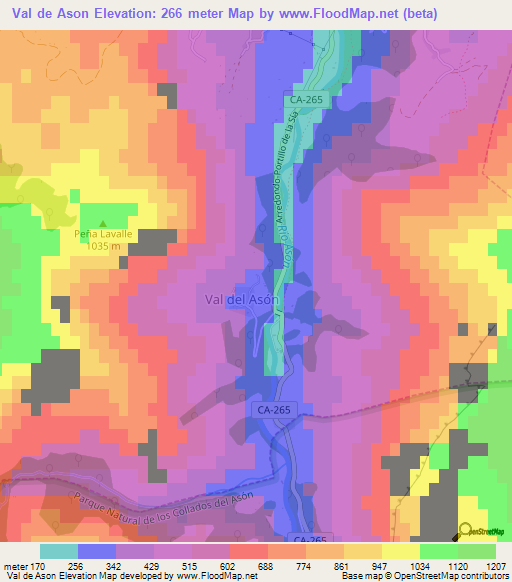 Val de Ason,Spain Elevation Map