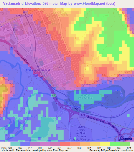 Vaciamadrid,Spain Elevation Map