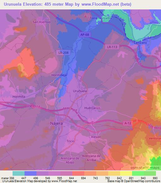 Urunuela,Spain Elevation Map