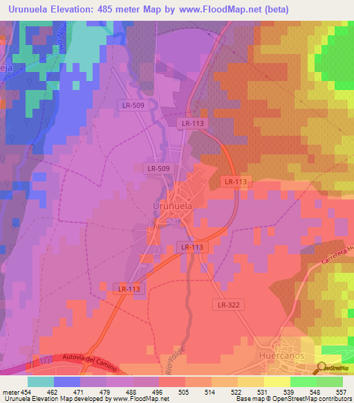 Urunuela,Spain Elevation Map