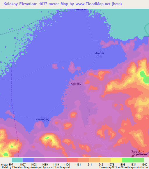 Kalekoy,Turkey Elevation Map