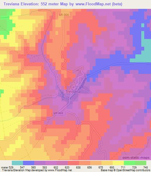 Treviana,Spain Elevation Map