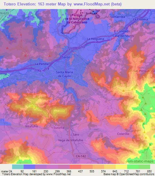 Totero,Spain Elevation Map