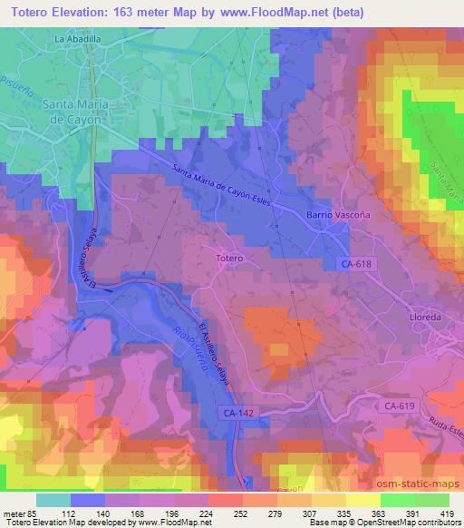 Totero,Spain Elevation Map