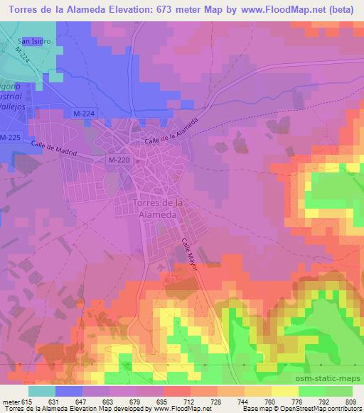 Torres de la Alameda,Spain Elevation Map