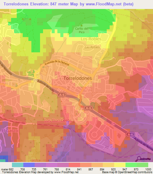 Torrelodones,Spain Elevation Map