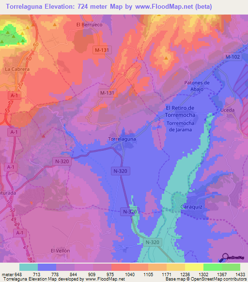 Torrelaguna,Spain Elevation Map