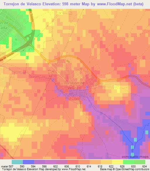 Torrejon de Velasco,Spain Elevation Map