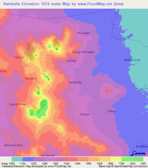 Kalebalta,Turkey Elevation Map