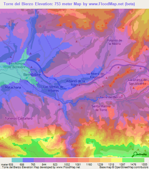 Torre del Bierzo,Spain Elevation Map