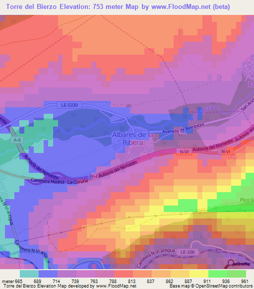 Torre del Bierzo,Spain Elevation Map