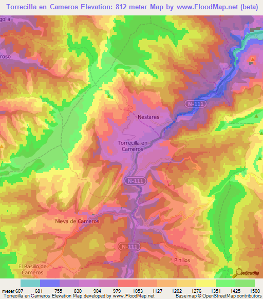 Torrecilla en Cameros,Spain Elevation Map