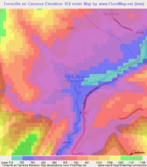 Torrecilla en Cameros,Spain Elevation Map