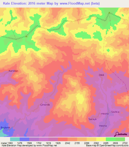 Kale,Turkey Elevation Map