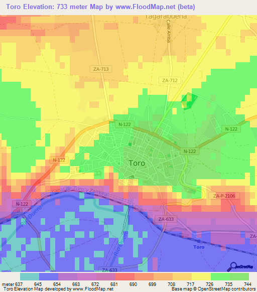 Toro,Spain Elevation Map