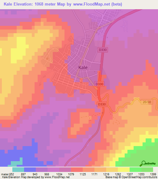 Kale,Turkey Elevation Map