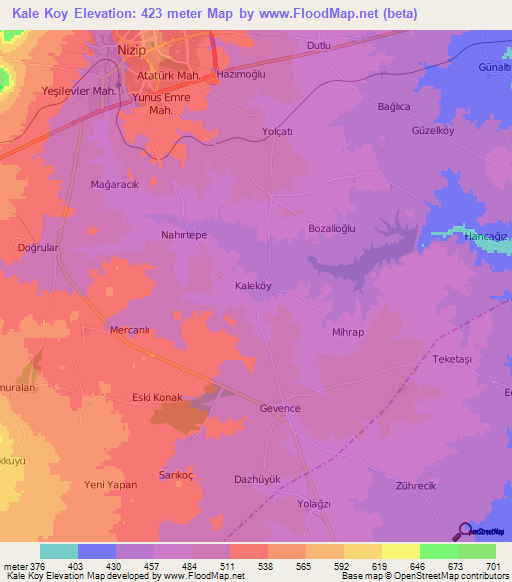 Kale Koy,Turkey Elevation Map