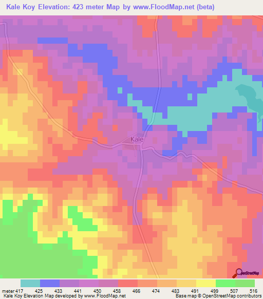 Kale Koy,Turkey Elevation Map