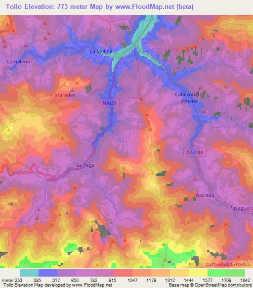 Tollo,Spain Elevation Map