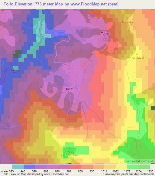 Tollo,Spain Elevation Map