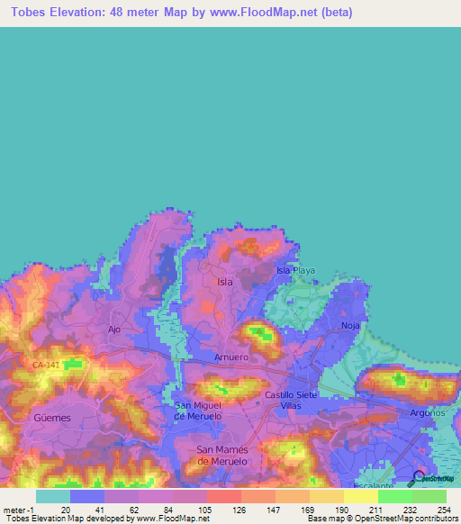 Tobes,Spain Elevation Map