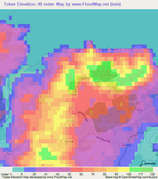 Tobes,Spain Elevation Map