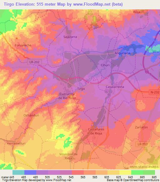 Tirgo,Spain Elevation Map