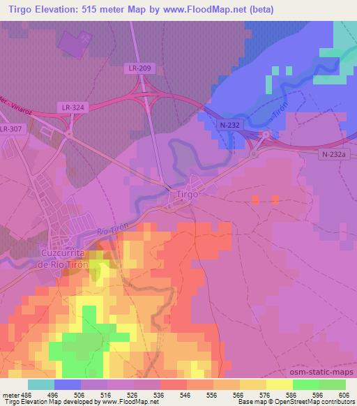 Tirgo,Spain Elevation Map