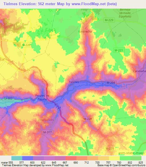 Tielmes,Spain Elevation Map