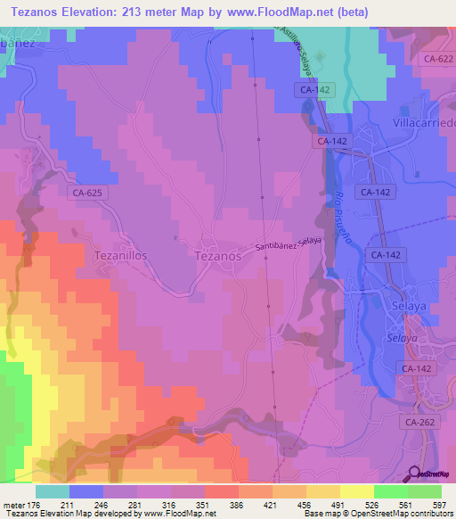 Tezanos,Spain Elevation Map